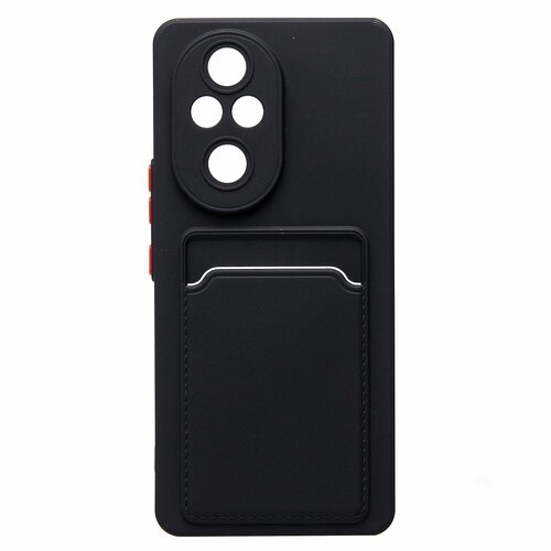 Накладка Oppo A3/A3x черный матовый с защитой камеры силикон С кардхолдером