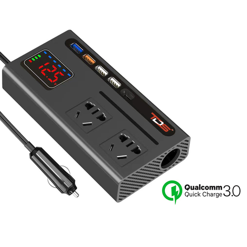 Автомобильный преобразователь напряжения TDS TS-CAU74 150W 4 USB+1 Type-C+2 розетки
