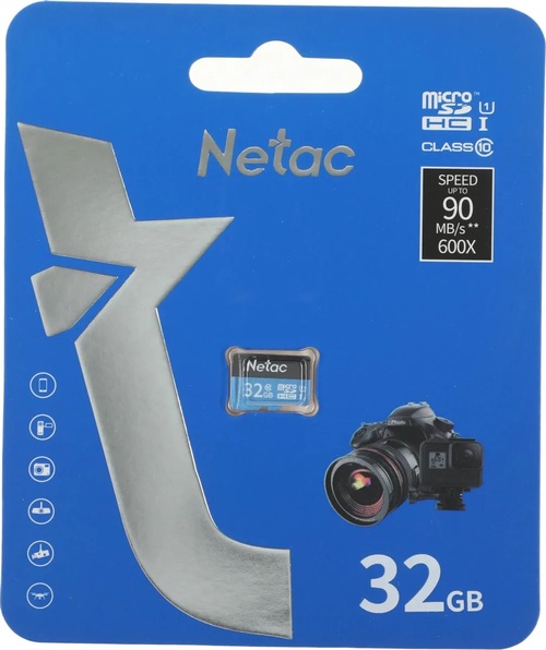 Карта памяти micro SD Netac 32GB Класс 10 P500 без адаптера