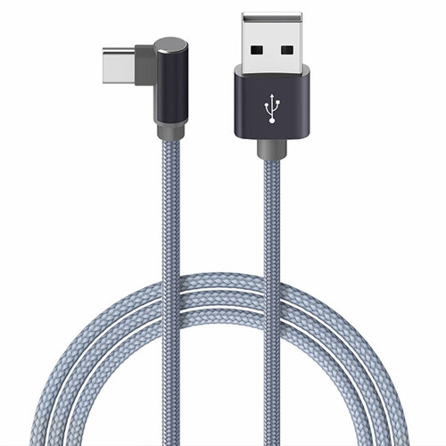 Кабель USB - Type-C Borofone BX26 текстиль серый круглый 3.0A 1 м. угл. штекер