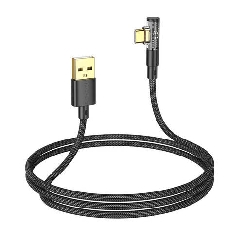 Кабель USB - Type-C Borofone BU39 текстиль черный круглый 3.0A 1,2 м. угл. штекер