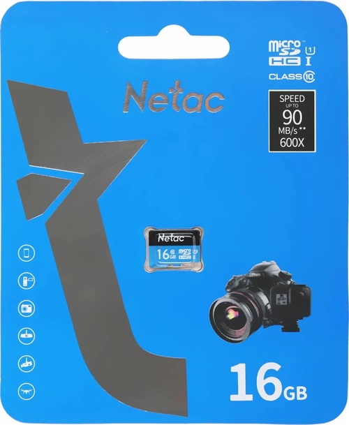 Карта памяти micro SD Netac 16GB Класс 10 P500 без адаптера