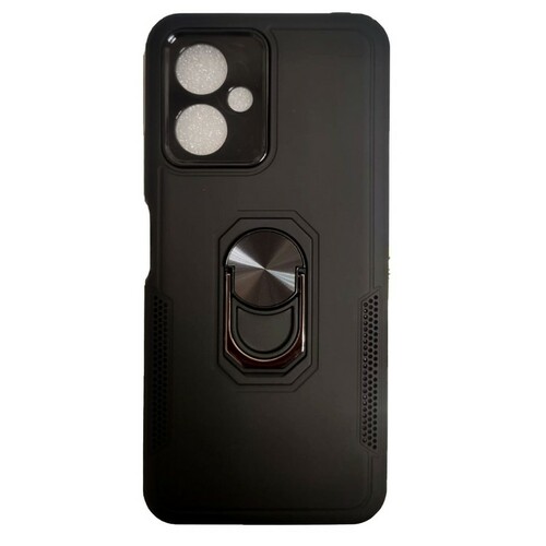 Накладка Xiaomi Poco X5 5G/Redmi Note 12 5G черный силикон+пластик Armor Case Противоударный кольцо-подставка + магнитный держатель