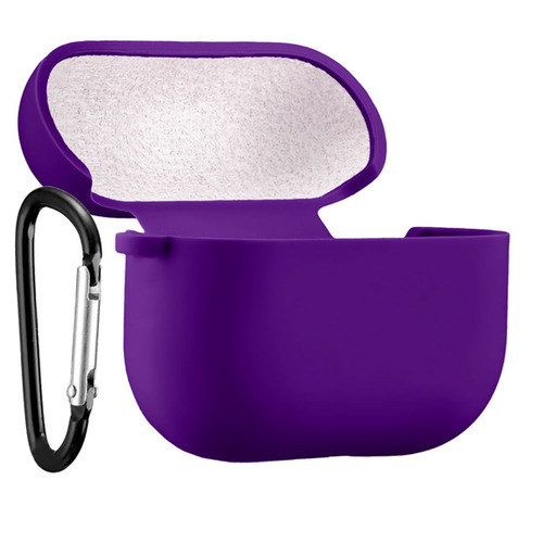 Чехол для наушников AirP 4 Silicone Case без лого силикон, фиолетовый с карабином