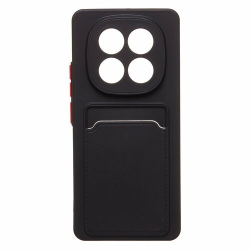 Накладка Xiaomi Redmi Note 14 Pro 4G/Note 14 Pro Plus 5G черный матовый с защитой камеры силикон С кардхолдером