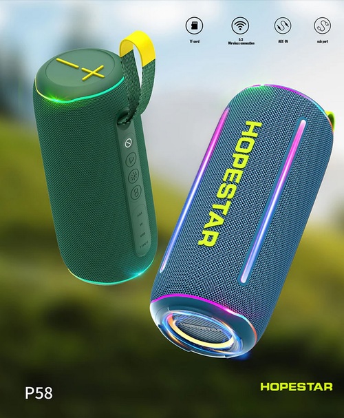 Колонка Бумбокс Hopestar P58 TF/AUX/USB/bluetooth LED подсветка зеленый - 2
