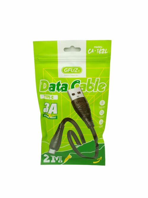 Кабель USB - Type-C GFUZ CA-182 черный круглый 3A 2 м.
