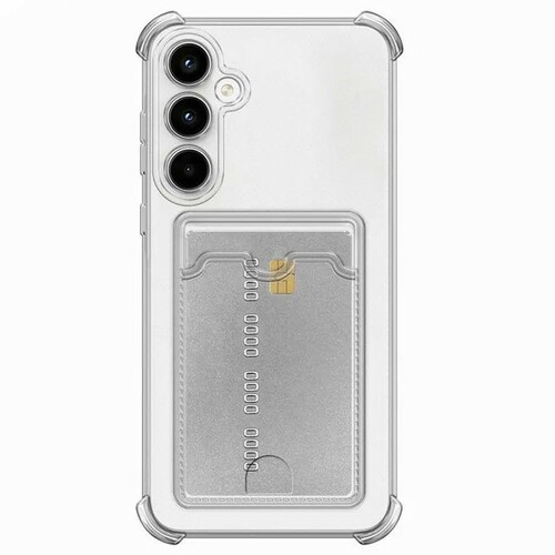 Накладка Samsung S25 прозрачный с защитой камеры силикон С кардхолдером