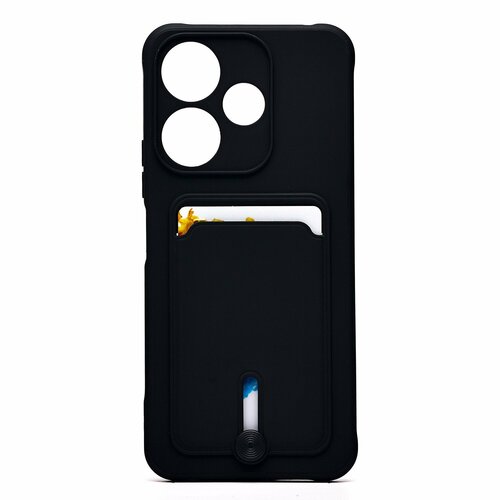 Накладка Xiaomi Poco M6 4G/Redmi 13 4G черный с выталкивателем карты силикон С кардхолдером