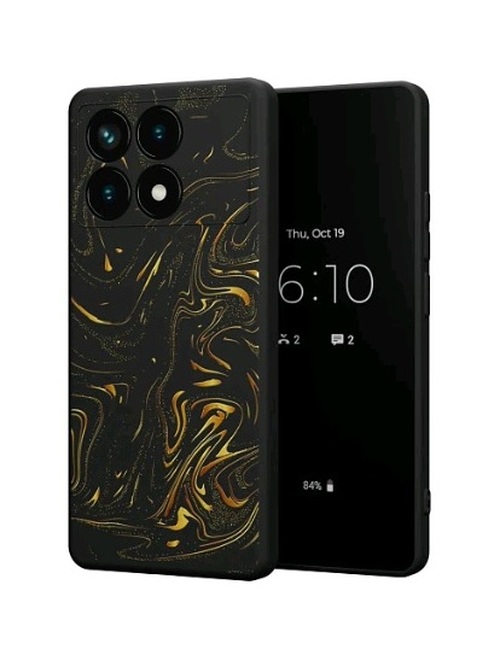 Накладка Huawei P60 Pro черно-золотой фактурный с защитой камеры силикон Mcover Рисунки Пятна