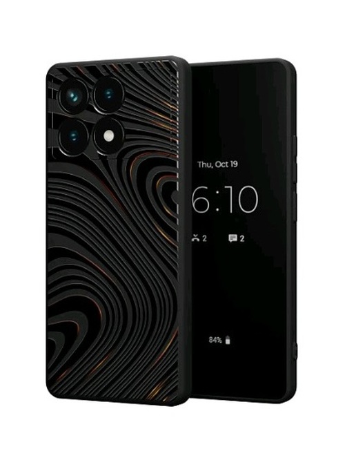 Накладка Tecno Pova Neo 2 черный фактурный с защитой камеры силикон Mcover Волны Бронзовые