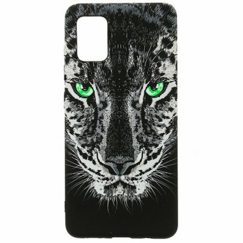 Накладка Samsung S21 FE черный фосфорный силикон Helsen Животные Пантера