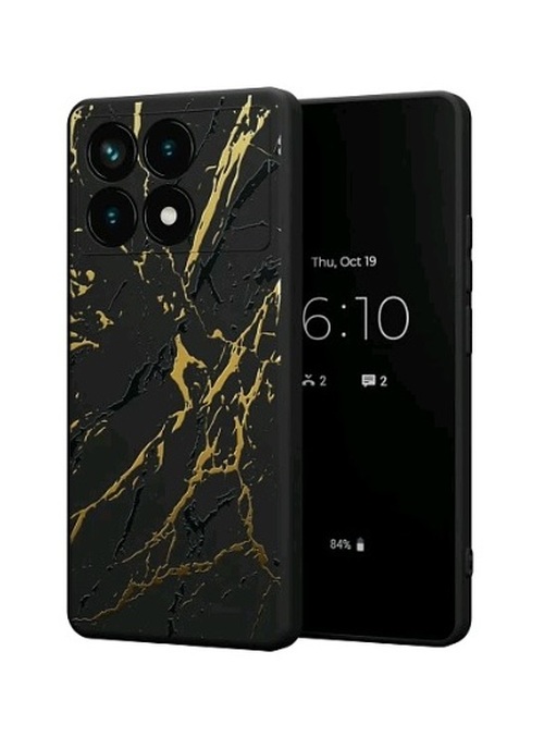 Накладка Realme C21Y/C25Y черно-золотой фактурный с защитой камеры силикон Mcover Мрамор