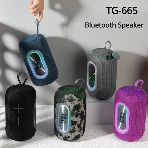 Колонка Бумбокс TG665 TF/AUX/Radio/USB/bluetooth красный LED подсветка - 2