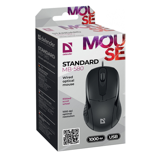 Мышь Defender Standard проводная оптическая 1000 dpi черный