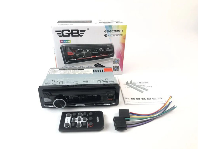 Автомагнитола GB GB-8020DBT 1 din USB, microSD, AUX Bluetooth, пду 7 цветная подсветка