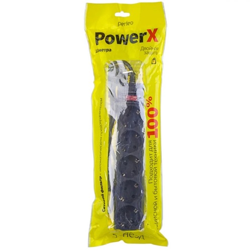 Сетевой фильтр PERFEO POWERX черный 3 м 5 розеток 2200W 10A