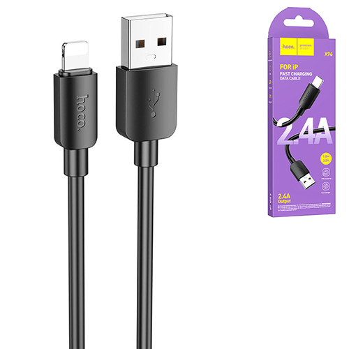 Кабель USB - 8 pin Lightning HOCO X96 пвх черный круглый 2.4A 1 м.