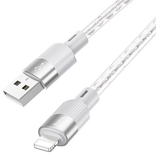 Кабель USB - 8 pin Lightning HOCO X99 силикон серебро 2.4A 1 м.