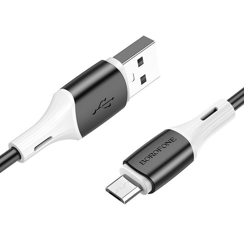 Кабель USB - micro USB Borofone BX79 силикон черный круглый 2.4A 1 м.