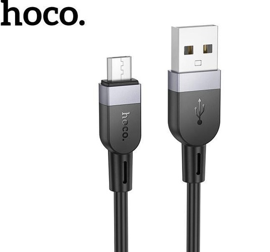 Кабель USB - micro USB HOCO X109 пищевой силикон черный круглый 2.4A 1 м.