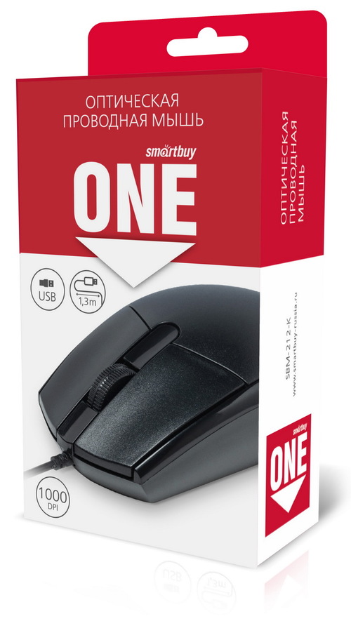 Мышь Smartbuy ONE SBM-212-K проводная оптическая 1000 dpi черный - 2