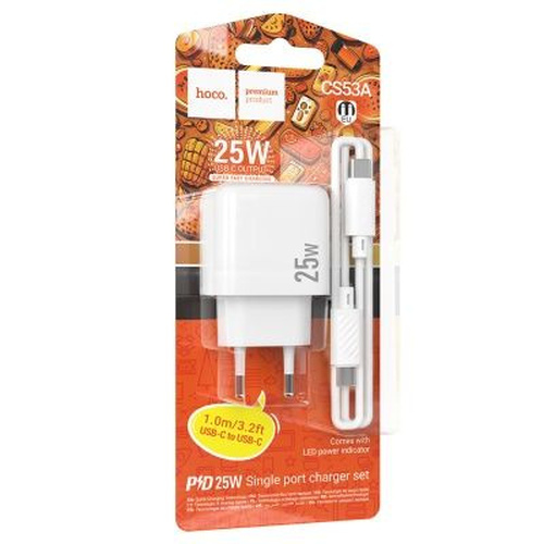 Сетевое зарядное устройство HOCO CS53A USB Type-C белый Type-C 3A 25W