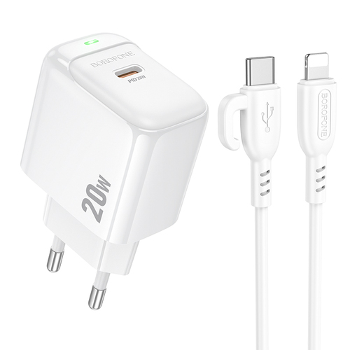 Сетевое зарядное устройство Borofone BAS43A USB Type-C белый Lightning 3A 20W