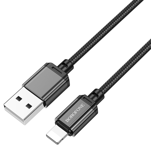 Кабель USB - 8 pin Lightning Borofone BX87 текстиль черный 2.4A 1 м.