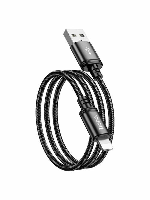 Кабель USB - 8 pin Lightning HOCO X89 текстиль черный 2.4A 1 м.