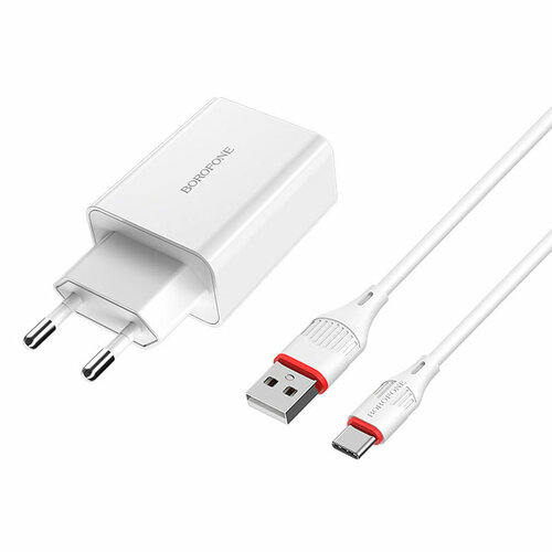 Сетевое зарядное устройство Borofone BA21A 1USB белый Type-C 3A 18W