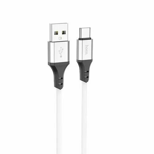 Кабель USB - Type-C HOCO X86 силикон белый 3.0A 1 м. мет. штекер