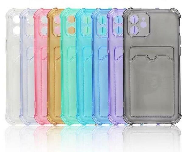 Накладка Apple iPhone 12 Pro зеленый прозрачный с визитницей и защитой камеры силикон Противоударный