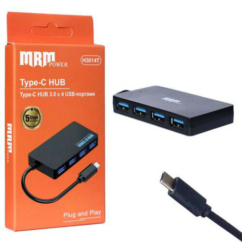 USB разветвитель MRM-Power H3014T 4 порта, Type-C, черный