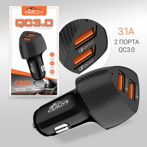Автомобильные зарядные устройства Carlive CR37 2USB черный 3A 18W