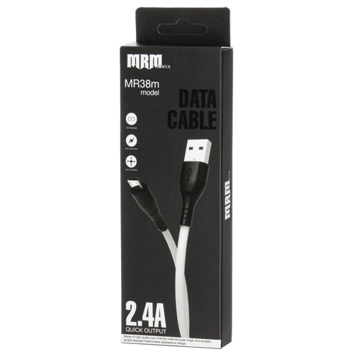 Кабель USB - micro USB MRM MR38 пвх белый круглый 2.4A 1 м.
