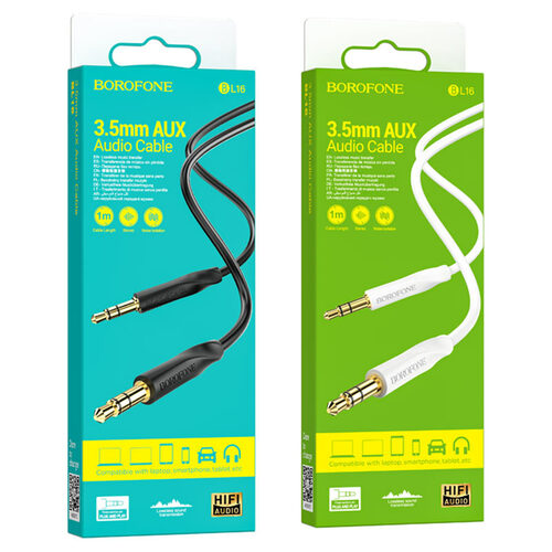 Кабель Jack 3.5(п) - Jack 3.5(п) Borofone BL16 белый 1 м.