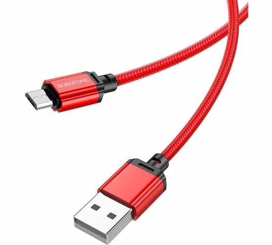 Кабель USB - micro USB Borofone BX87 текстиль красный круглый 2.4A 1 м.