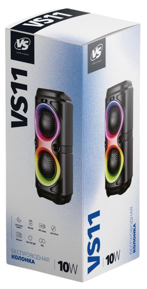 Колонка Напольная VS 11 204-02 TF/AUX/USB/bluetooth 10Вт черный , с подсветкой
