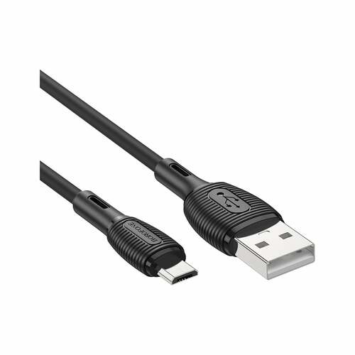 Кабель USB - micro USB Borofone BX86 силикон черный круглый 2.4A 1 м.