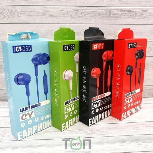 Наушники NB CY-055 вакуумные, проводные, Jack 3.5, микрофон, белый