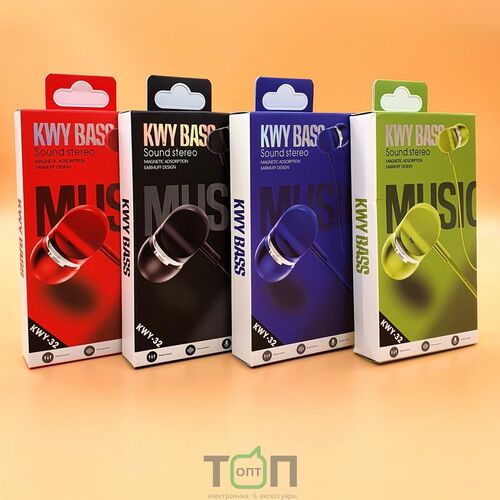 Наушники NB KWY-32 вакуумные, проводные, Jack 3.5, микрофон, красный