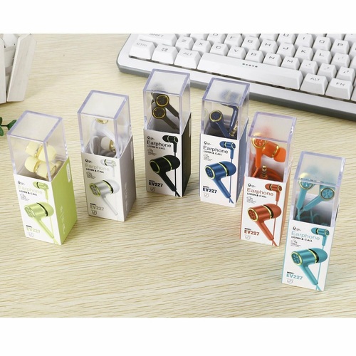 Наушники ELMCOEI EV-227 вакуумные, проводные, Jack 3.5, микрофон, красный