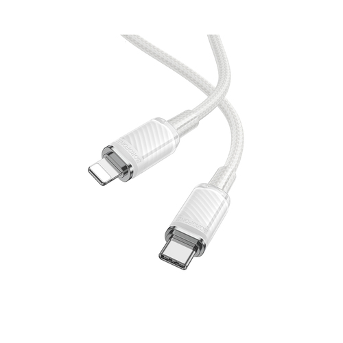 Кабель Type-C - 8 pin Lightning Borofone BU54 текстиль белый 3A 1,2 м. 27W
