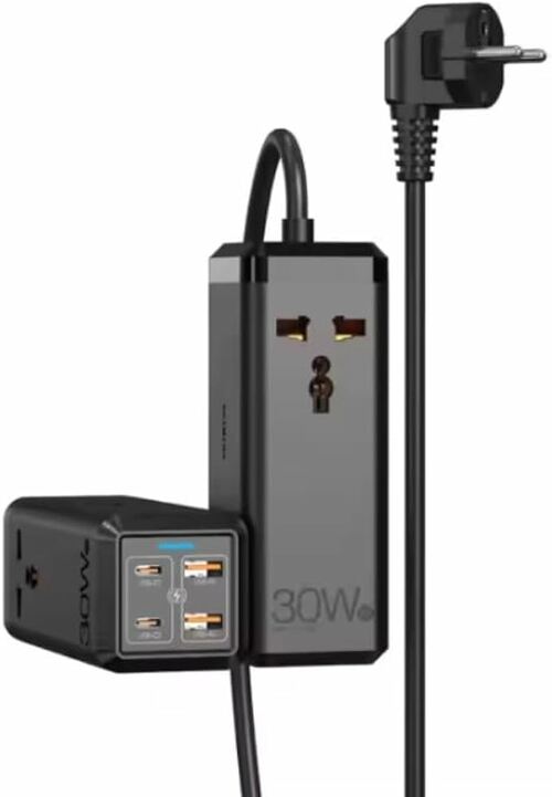 Сетевой удлинитель Moxom MX-ST20 черный 2 м 2 розетки + 2 USB + 2 TYPE-C 2500W 10A