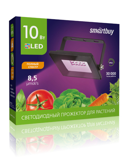 Прожектор светодиодный Smartbuy 10W ФИТО полный спектр IP65 (SBL-FLFITO-10-65K)