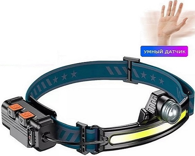 Фонарик налобный No brand YYC-GY-22 1 LED+1 COB аккумулятор с датчиком движения