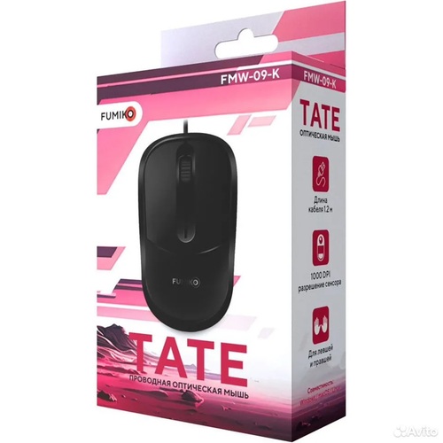 Мышь FUMIKO TATE проводная оптическая 1000 dpi черный
