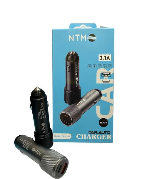 Автомобильные зарядные устройства NTM FM3-306 1USB+USB Type-C 3.1A удлиненный корпус