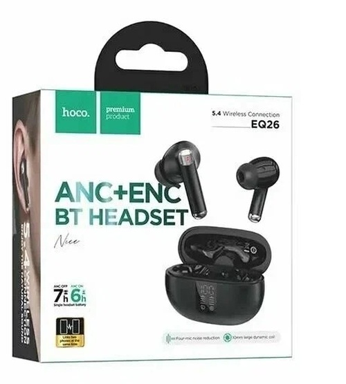 Гарнитура Стерео HOCO EQ26 черный Bluetooth LED дисплей ANC